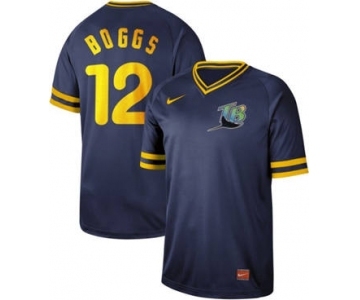 Men's Nike Rays #12 Wade Boggs Navy Cooperstown Collection Stitched Baseball Jersey