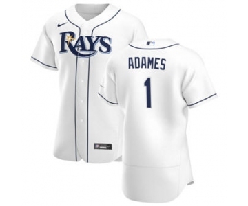 Men's Nike Tampa Bay Rays #1 Willy Adames White Home 2020 Authentic Player Baseball Jersey