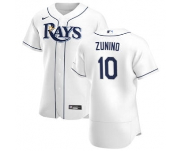 Men's Nike Tampa Bay Rays #10 Mike Zunino White Home 2020 Authentic Player Baseball Jersey