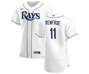 Men's Nike Tampa Bay Rays #11 Hunter Renfroe White Home 2020 Authentic Player Baseball Jersey