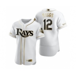 Men's Nike Tampa Bay Rays #12 Wade Boggs White 2020 Authentic Golden Edition Baseball Jersey