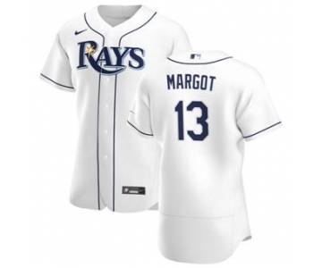 Men's Nike Tampa Bay Rays #13 Manuel Margot White Home 2020 Authentic Player Baseball Jersey