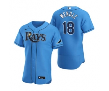 Men's Nike Tampa Bay Rays #18 Joey Wendle Light Blue Alternate 2020 Authentic Player Baseball Jersey