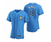 Men's Nike Tampa Bay Rays #18 Joey Wendle Light Blue Alternate 2020 Authentic Team Baseball Jersey