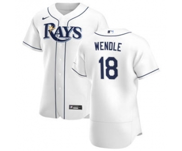 Men's Nike Tampa Bay Rays #18 Joey Wendle White Home 2020 Authentic Player Baseball Jersey