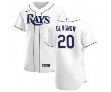 Men's Nike Tampa Bay Rays #20 Tyler Glasnow White Home 2020 Authentic Player Baseball Jersey