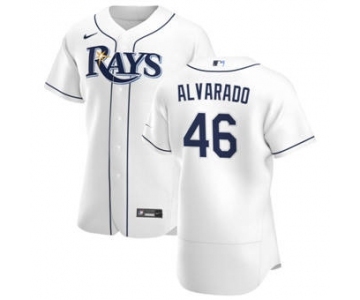 Men's Nike Tampa Bay Rays #46 Jose Alvarado White Home 2020 Authentic Player Baseball Jersey