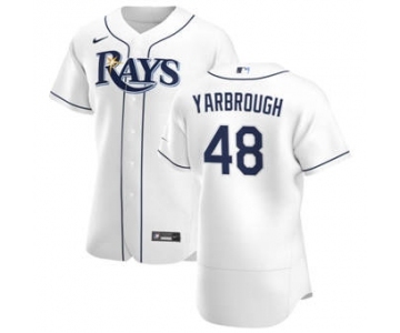 Men's Nike Tampa Bay Rays #48 Ryan Yarbrough White Home 2020 Authentic Player Baseball Jersey