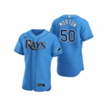 Men's Nike Tampa Bay Rays #50 Charlie Morton Light Blue Alternate 2020 Authentic Player Baseball Jersey