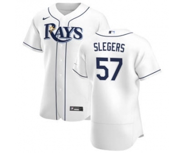 Men's Nike Tampa Bay Rays #57 Aaron Slegers White Home 2020 Authentic Player Baseball Jersey