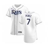 Men's Nike Tampa Bay Rays #7 Michael Perez White Home 2020 Authentic Player Baseball Jersey