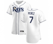 Men's Nike Tampa Bay Rays #7 Michael Perez White Home 2020 Authentic Player Baseball Jersey