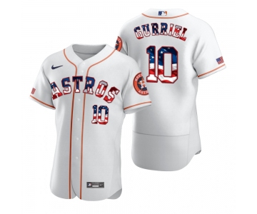 Houston Astros #10 Yuli Gurriel Men's Nike White Fluttering USA Flag Limited Edition Authentic MLB Jersey