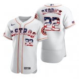 Houston Astros #22 Josh Reddick Men's Nike White Fluttering USA Flag Limited Edition Authentic MLB Jersey