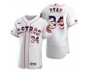 Houston Astros #34 Nolan Ryan Men's Nike White Fluttering USA Flag Limited Edition Authentic MLB Jersey