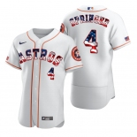 Houston Astros #4 George Springer Men's Nike White Fluttering USA Flag Limited Edition Authentic MLB Jersey