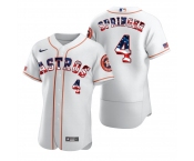 Houston Astros #4 George Springer Men's Nike White Fluttering USA Flag Limited Edition Authentic MLB Jersey