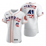 Houston Astros #41 Brad Peacock Men's Nike White Fluttering USA Flag Limited Edition Authentic MLB Jersey