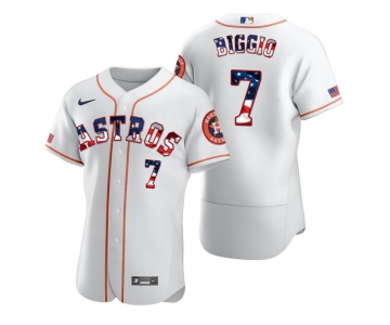 Houston Astros #7 Craig Biggio Men's Nike White Fluttering USA Flag Limited Edition Authentic MLB Jersey