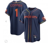 Men's Houston Astros #1 Carlos Correa 2022 Navy City Connect Game Stitched Jersey