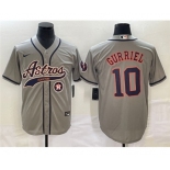 Men's Houston Astros #10 GrayYuli Gurriel Gray With Patch Cool Base Stitched Baseball Jersey