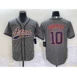 Men's Houston Astros #10 Yuli Gurriel Grey Gridiron Cool Base Stitched Baseball Jersey1