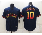 Men's Houston Astros #10 Yuli Gurriel Navy Blue Rainbow Stitched MLB Cool Base Nike Jersey