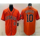 Men's Houston Astros #10 Yuli Gurriel Number Orange With Patch Stitched MLB Cool Base Nike Jersey