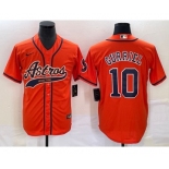 Men's Houston Astros #10 Yuli Gurriel Orange With Patch Cool Base Stitched Baseball Jersey