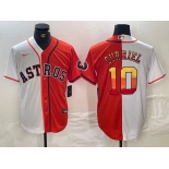 Men's Houston Astros #10 Yuli Gurriel White Orange Split Stitched Baseball Jersey