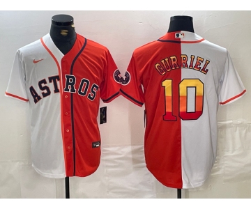 Men's Houston Astros #10 Yuli Gurriel White Orange Split Stitched Baseball Jersey