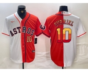 Men's Houston Astros #10 Yuli Gurriel White Orange Split Stitched Baseball Jerseys