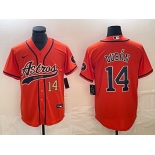 Men's Houston Astros #14 Mauricio Dubon Number Orange With Patch Cool Base Stitched Baseball Jersey