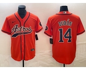 Men's Houston Astros #14 Mauricio Dubon Orange With Patch Cool Base Stitched Baseball Jersey