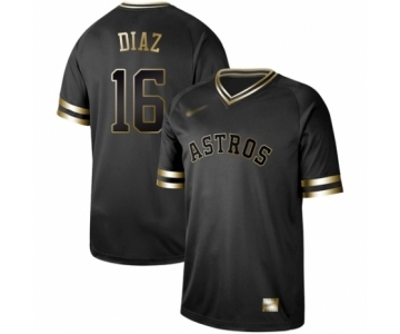 Men's Houston Astros #16 Aledmys Diaz Authentic Black Gold Fashion Baseball Jersey