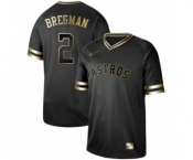 Men's Houston Astros #2 Alex Bregman Authentic Black Gold Fashion Baseball Jersey