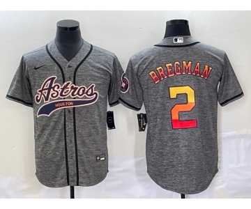 Men's Houston Astros #2 Alex Bregman Grey Gridiron Cool Base Stitched Baseball Jersey