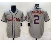 Men's Houston Astros #2 Alex Bregman Grey With Patch Stitched MLB Cool Base Nike Jersey