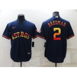 Men's Houston Astros #2 Alex Bregman Navy Blue Rainbow Stitched MLB Cool Base Nike Jersey