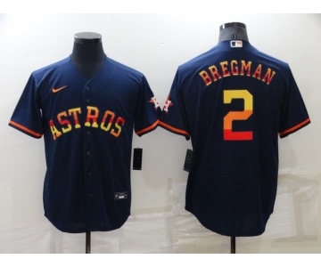 Men's Houston Astros #2 Alex Bregman Navy Blue Rainbow Stitched MLB Cool Base Nike Jersey