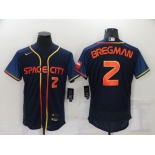 Men's Houston Astros #2 Alex Bregman Number 2022 Navy Blue City Connect Flex Base Stitched Baseball Jersey