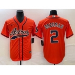 Men's Houston Astros #2 Alex Bregman Orange With Patch Cool Base Stitched Baseball Jersey