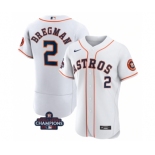 Men's Houston Astros #2 Alex Bregman White 2022 World Series Champions Flex Base Stitched Baseball Jersey