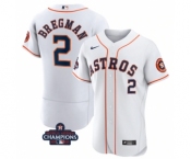 Men's Houston Astros #2 Alex Bregman White 2022 World Series Champions Flex Base Stitched Baseball Jersey