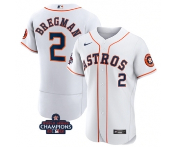 Men's Houston Astros #2 Alex Bregman White 2022 World Series Champions Flex Base Stitched Baseball Jersey