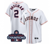 Men's Houston Astros #2 Alex Bregman White 2022 World Series Champions Home Stitched Baseball Jersey