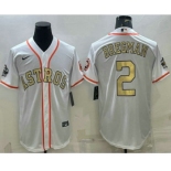 Men's Houston Astros #2 Alex Bregman White Gold 2022 World Series Champions Stitched Cool Base Nike Jersey