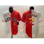 Men's Houston Astros #2 Alex Bregman White Orange Split Stitched Baseball Jerseys