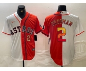 Men's Houston Astros #2 Alex Bregman White Orange Split Stitched Baseball Jerseys