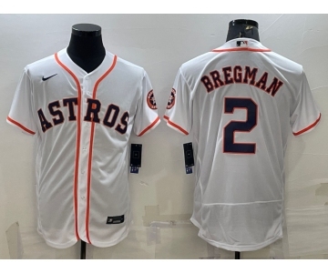 Men's Houston Astros #2 Alex Bregman White Stitched MLB Flex Base Nike Jersey